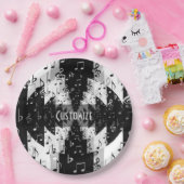 Musiknoten mit Schwarzweiß-Echo Pappteller (Party)