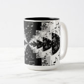 Musiknoten mit Schwarzweiß-Echo Zweifarbige Tasse (VorderseiteRechts)