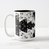 Musiknoten mit Schwarzweiß-Echo Zweifarbige Tasse (Links)