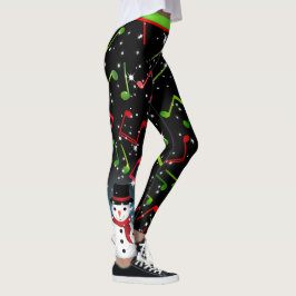 Musiknoten mit Snowman auf BLACK Leggings
