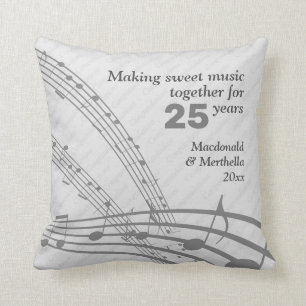 MUSIKNOTEN   Modern   25. SILVER Hochzeit Kissen