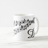 Musiknoten Monogram Script benutzerdefinierte Farb Kaffeetasse (VorderseiteRechts)
