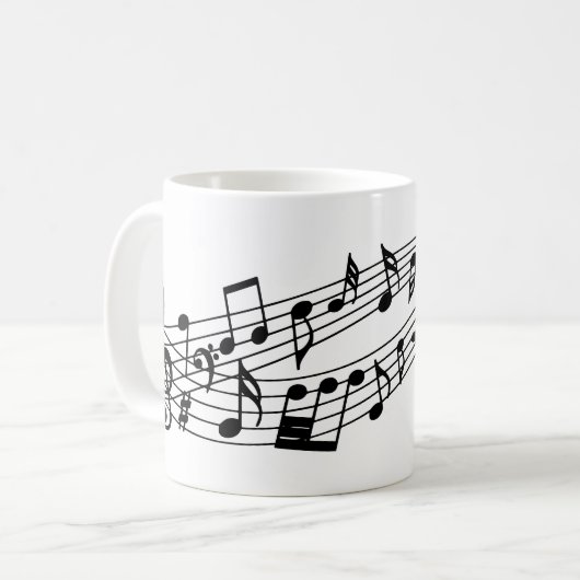 Musiknoten Monogram Script benutzerdefinierte Farb Kaffeetasse (Vorderseite Links)