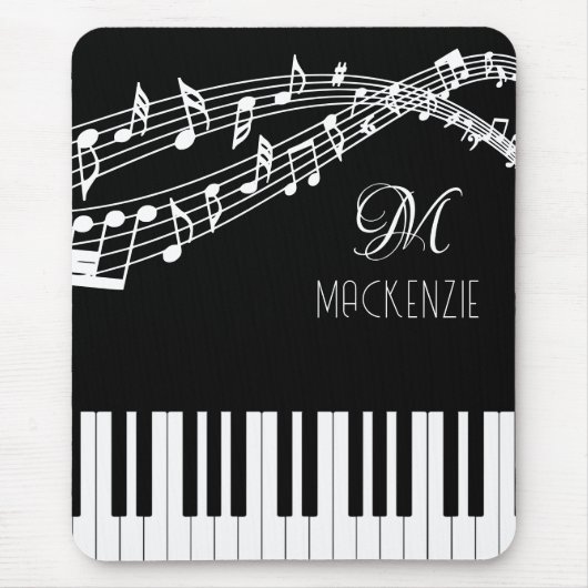 Musiknoten Monogramm Name Farbe Mousepad (Vorne)