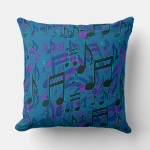 Musiknoten Musikalische Muster Blau Grün Lila Kissen