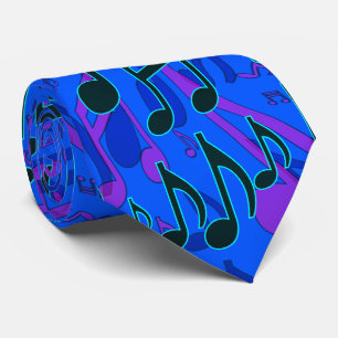 Musiknoten Musikalisches Muster Blau Coole Farben Krawatte