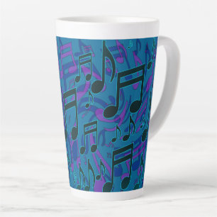 Musiknoten Musikalisches Muster Blau Lila Milchtasse