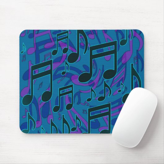 Musiknoten Musikalisches Muster Blau Lila Mousepad (Mit Mouse)