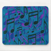 Musiknoten Musikalisches Muster Blau Lila Mousepad (Vorne)