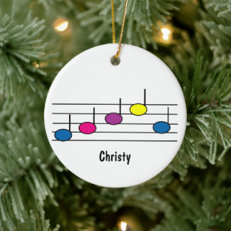 Musiknoten Musikalisches Personal farbenfroh perso Keramik Ornament