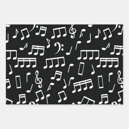 Musiknoten Muster in Rot, Grün, Schwarz Geschenkpapier Set (Vorderseite 3)