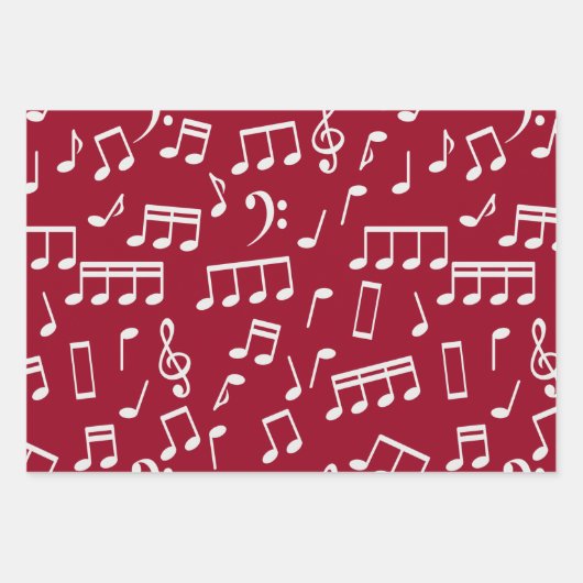 Musiknoten Muster in Rot, Grün, Schwarz Geschenkpapier Set (Vorderseite 2)