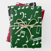 Musiknoten Muster in Rot, Grün, Schwarz Geschenkpapier Set (Beispiel)