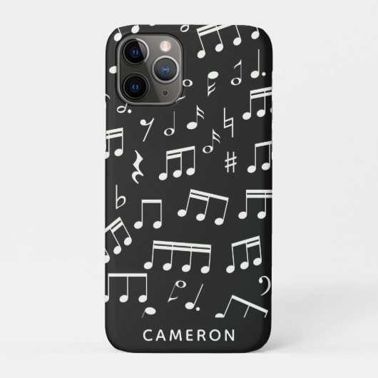Musiknoten Muster in Schwarz-weiß Personalisierten Case-Mate iPhone Hülle (Rückseite)