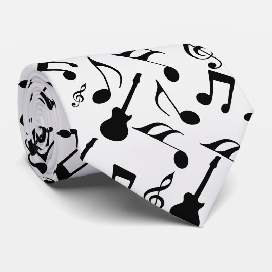 Musiknoten-Muster Krawatte (Gerollt)