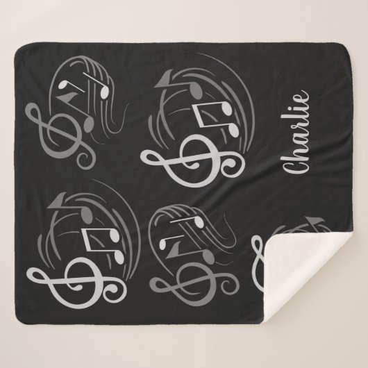 Musiknoten-Name-Fleecedecke Sherpadecke (Vorderseite (Horizontal))