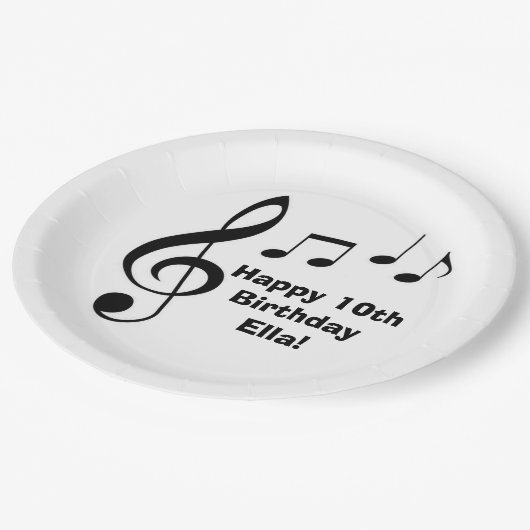 "Musiknoten-" personalisierter PapierTeller (Schrägansicht)