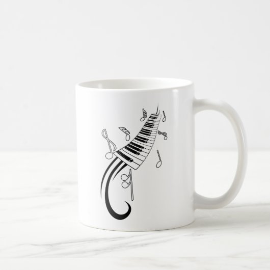 MUSIKNOTEN PIANO KEYBOARD TATTOO GRAFIKEN KAFFEETASSE (Rechts)