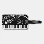 Musiknoten Piano Monogramm Farbe Gepäckanhänger (Rückseite horizontal)