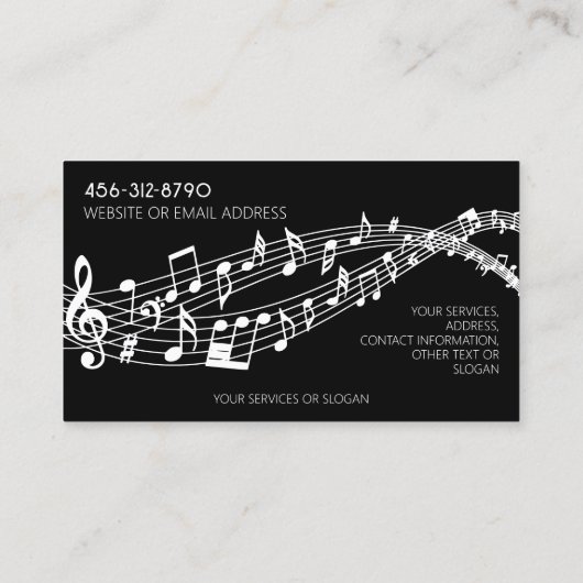 Musiknoten Piano Monogramm Farbe Visitenkarte (Rückseite)