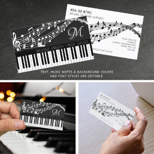 Musiknoten Piano Monogramm Farbe Visitenkarte