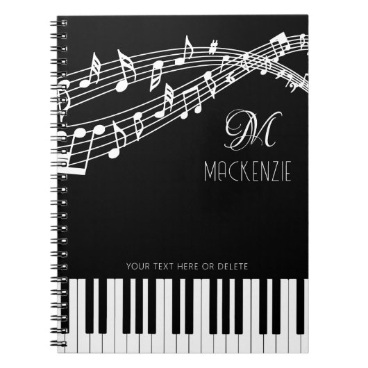 Musiknoten Piano Monogramm Name Notizblock (Vorderseite)