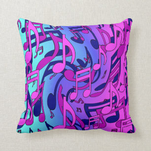 Musiknoten Pink Blau Lila Aqua Kunstmuster Kissen