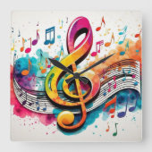 Musiknoten Quadratische Wanduhr (Vorderseite)