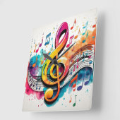 Musiknoten Quadratische Wanduhr (Winkel)