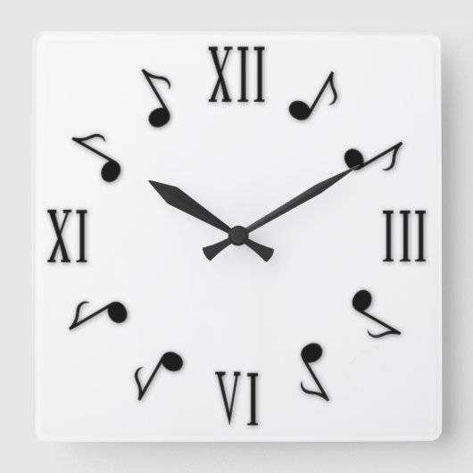 Musiknoten Quadratische Wanduhr (Vorderseite)