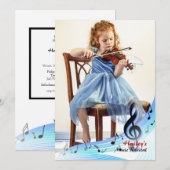 Musiknoten Rahmen Foto Einladung (Vorne/Hinten)