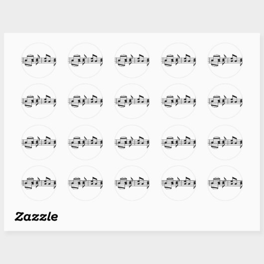 Musiknoten Runder Aufkleber (Blatt)