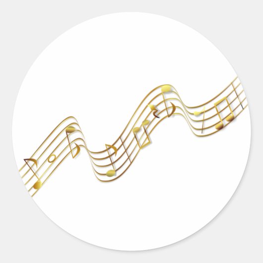 Musiknoten Runder Aufkleber (Vorderseite)