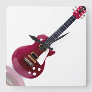 Musiknoten Saiten Gitarre Frieden Liebe Schicksal  Quadratische Wanduhr