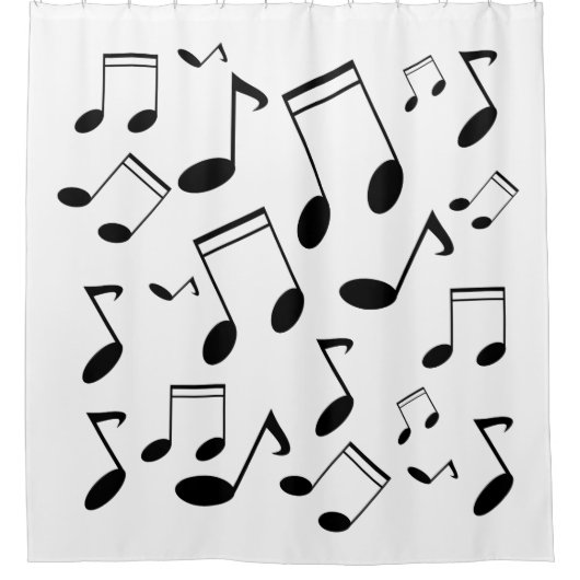 Musiknoten schwarz duschvorhang (Vorderseite)