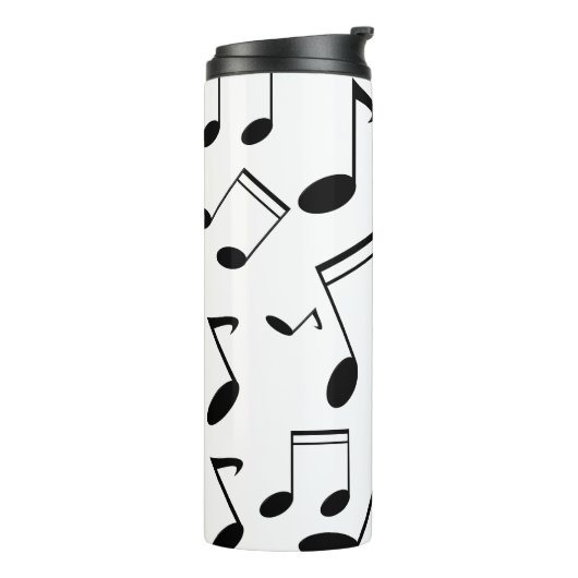 Musiknoten schwarz thermosbecher (Nach links gedreht)