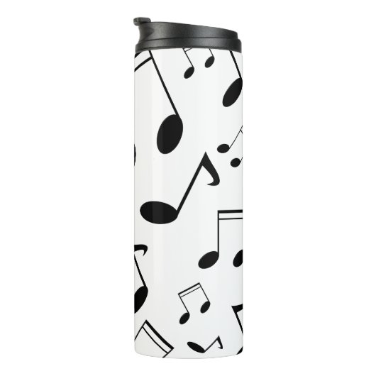Musiknoten schwarz thermosbecher (Nach rechts gedreht)