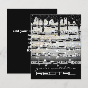 Musiknoten Schwarz-Weiß-Recital Einladung