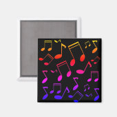 Musiknoten schwarze Regenbogenfarben Magnet (Vorderseite/Rückseite)