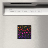 Musiknoten schwarze Regenbogenfarben Magnet (In Situ (Geschirrspüler))