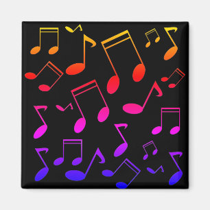 Musiknoten-schwarze Regenbogenfarben Magnet