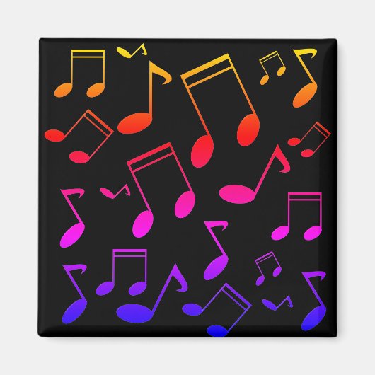 Musiknoten schwarze Regenbogenfarben Magnet (Vorne)
