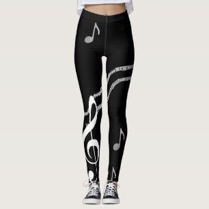 Musiknoten-Schwarzweiss-Leggings Leggings