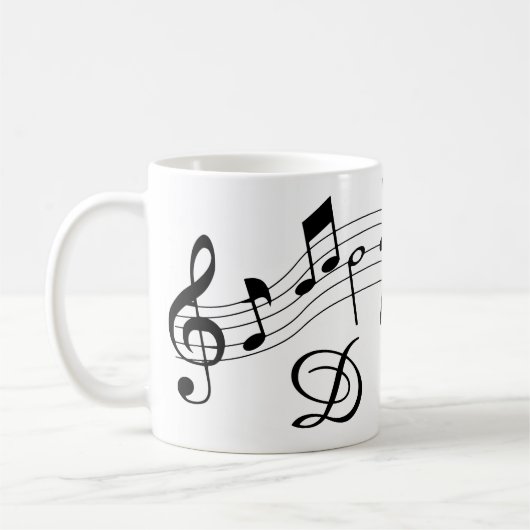 Musiknoten Skriptmonogramm benutzerdefinierte Farb Kaffeetasse (Links)