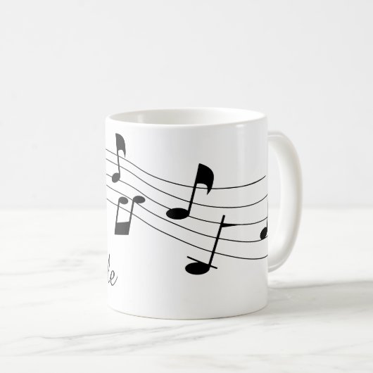 Musiknoten Skriptname Benutzerdefinierte Farbe Kaffeetasse (VorderseiteRechts)