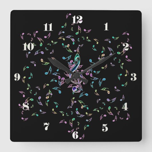 Musiknoten Star Wall Clock Quadratische Wanduhr (Vorderseite)