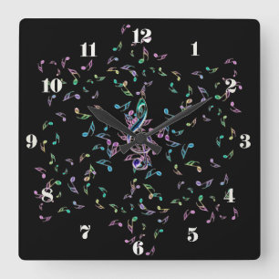 Musiknoten-Stern-Wand-Uhr Quadratische Wanduhr