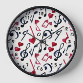 Musiknoten & Symbole Schwarz & Weiß Uhr (Vorderseite)