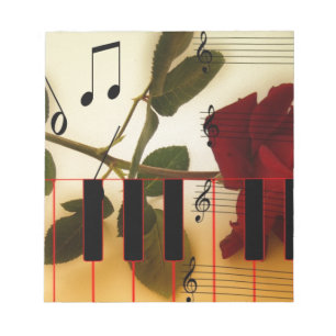 Musiknoten-Tastatur-Rosen-Blüten-Schicksal Notizblock