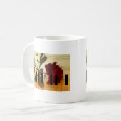 Musiknoten Tastatur Rote Rose Blossom Destiny Kaffeetasse (Vorderseite Links)